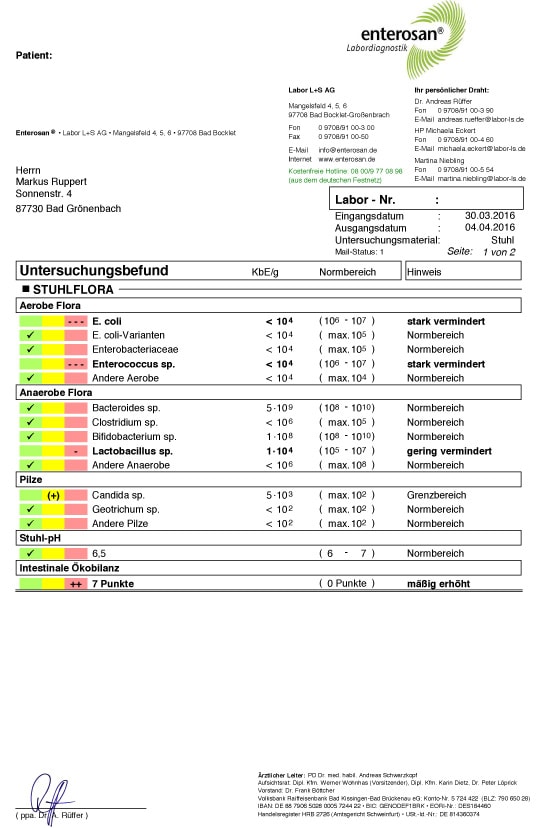Befund-Stuhlanalyse